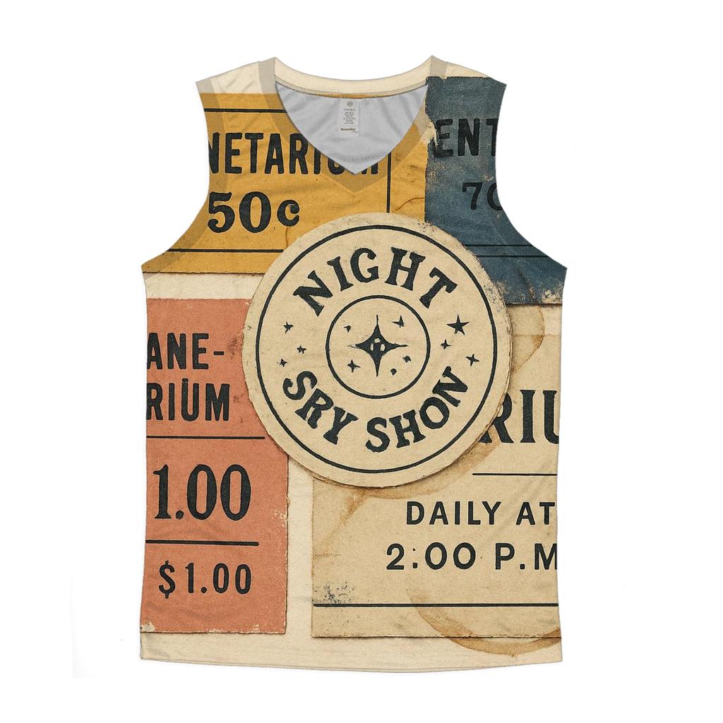 Retro Planetarium Ticket Stub Collage sports performance tank tops