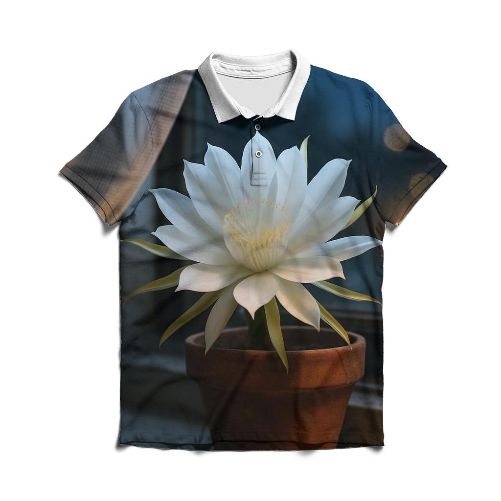 Night Blooming Cereus Window Sill Time Lapse custom polo shirts