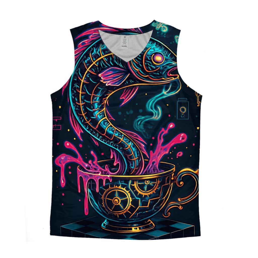 Neon Carp In A Clockwork Teacup trendy fitted tank tops