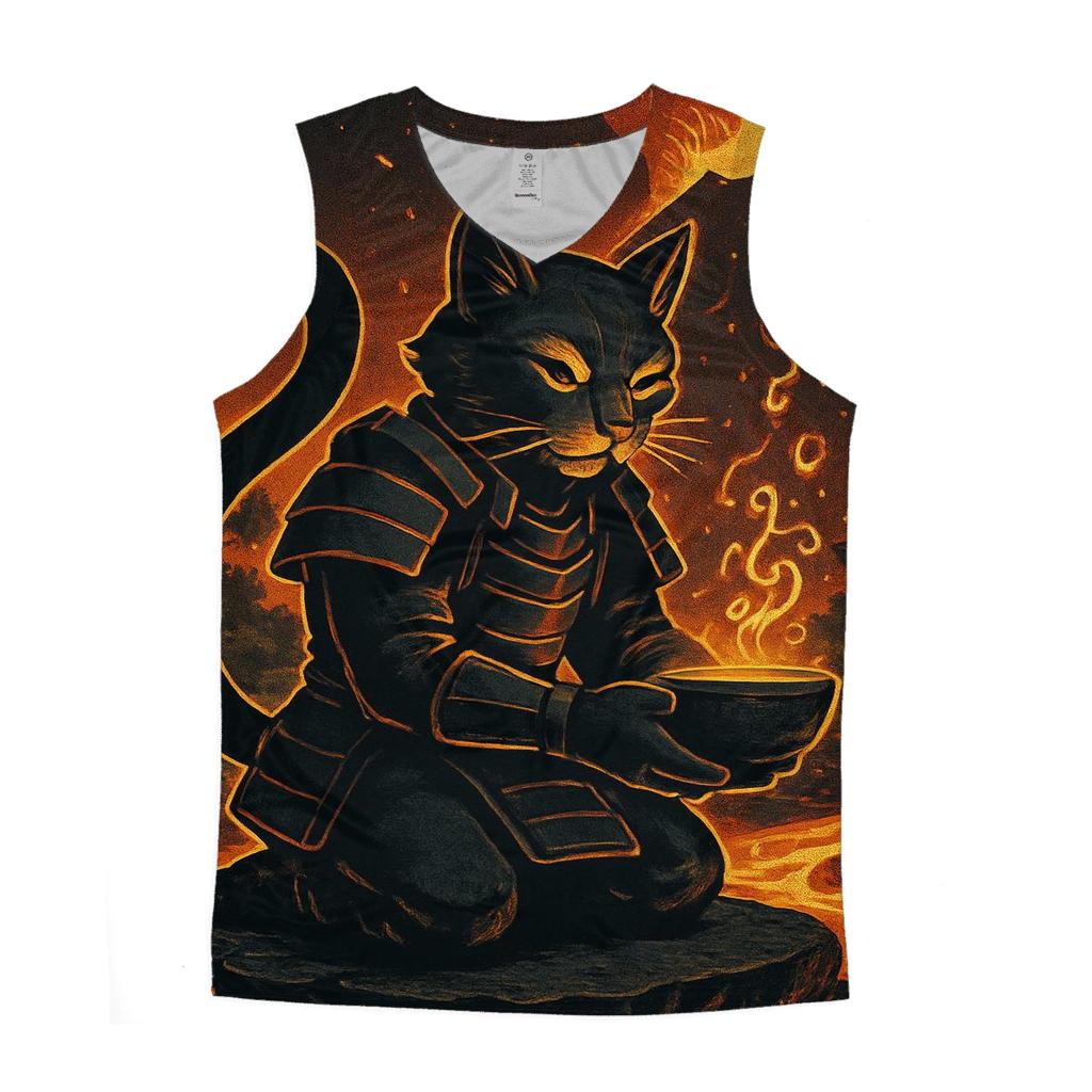 Volcanic Tea Ceremony Samurai Cat sports performance tank tops
