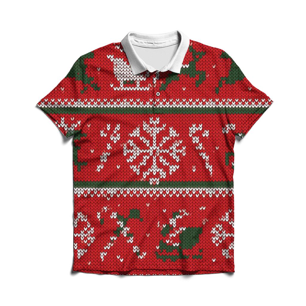 Jolly Sleigh And Snowflake Patchwork Design personalized polo shirts
