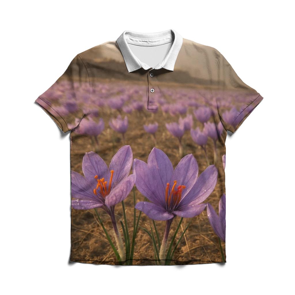 Saffron Crocus Harvest On A Misty Plateau classic pique polos