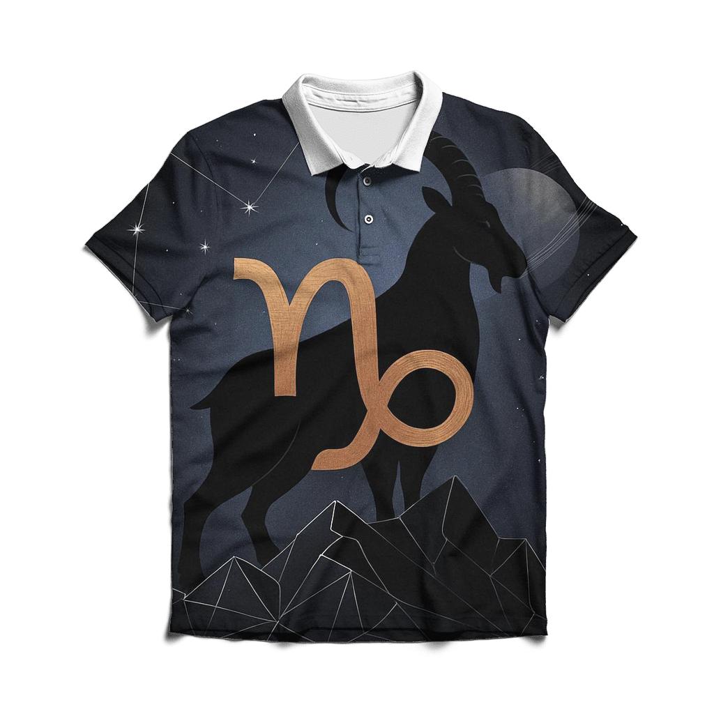 Capricorn Saturnian Mountain Goat Constellation branded logo polo shirts