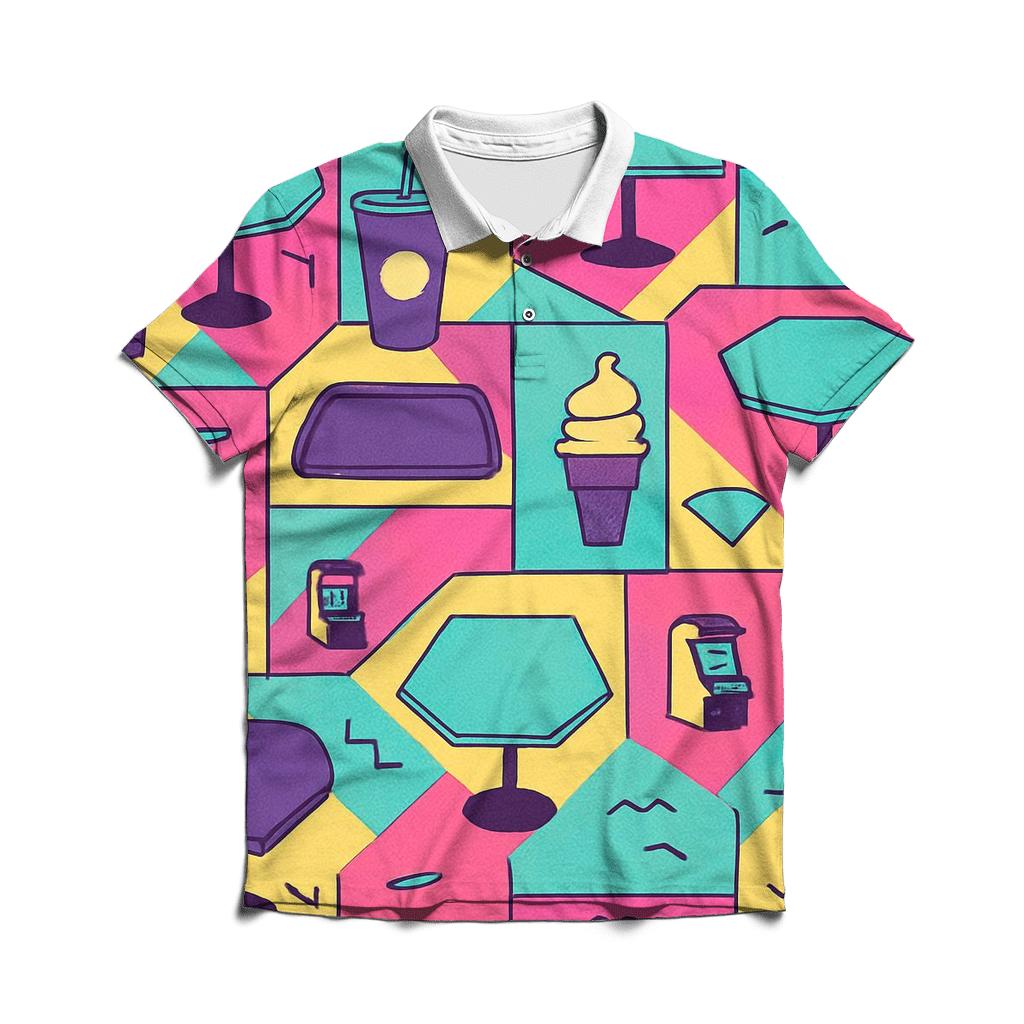 Mall Food Court Neon Pattern classic pique polos