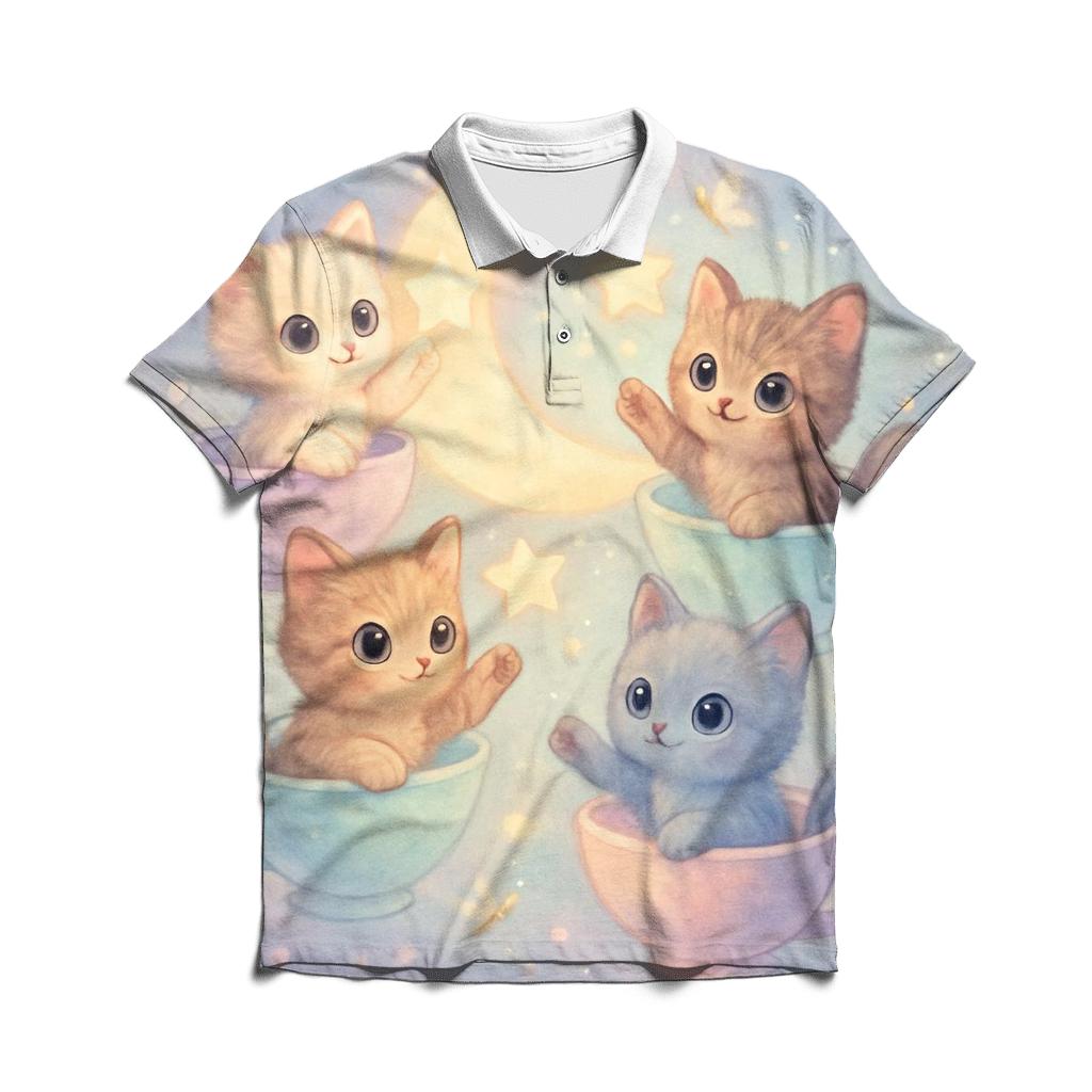 Moonlit Teacup Kitten Carousel branded logo polo shirts
