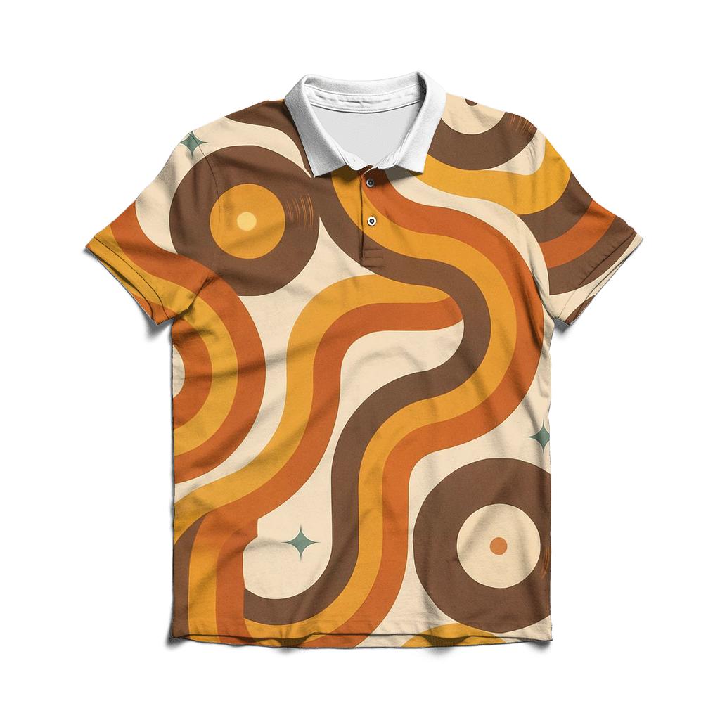 Groovy Vinyl Record Ribbons designer slim fit polos