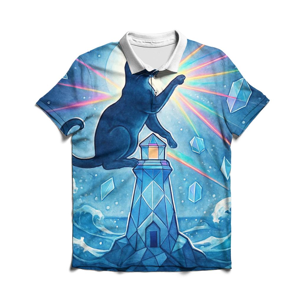 The Prism Lighthouse Cat embroidered polo tops
