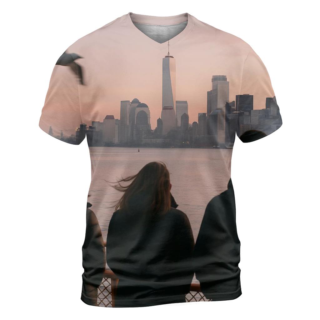 Civic Dawn Over Manhattan From The Staten Island Ferry artistic all-over print tops