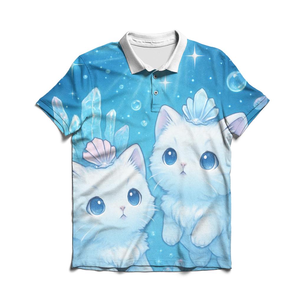 Crystal Reef Stargazer Cats designer slim fit polos