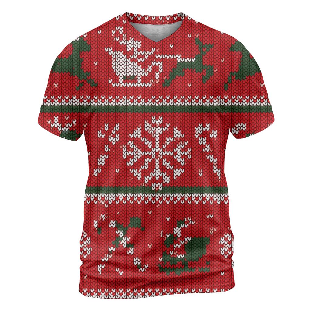 Jolly Sleigh And Snowflake Patchwork Design designer pattern shirts