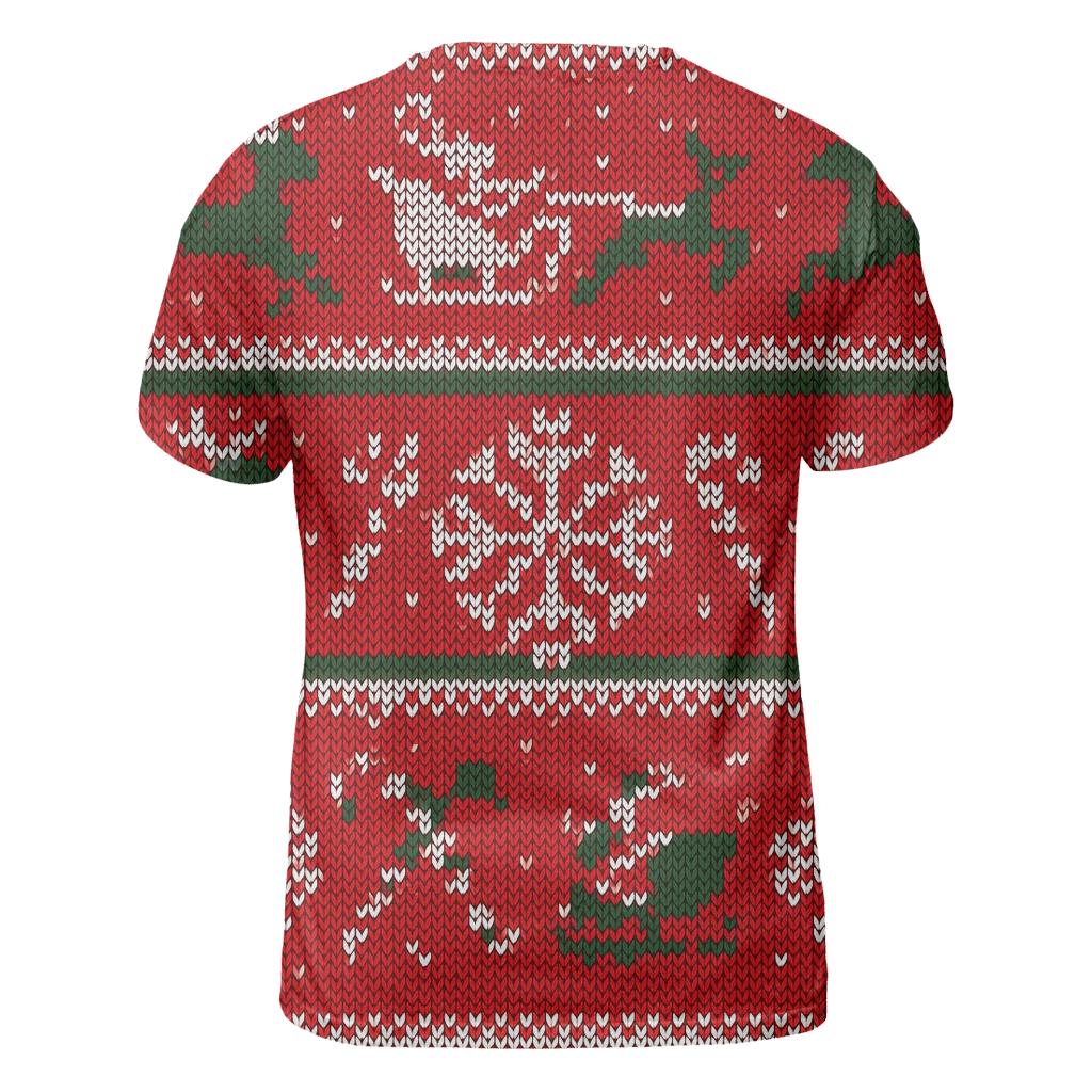 Jolly Sleigh And Snowflake Patchwork Design designer pattern shirts