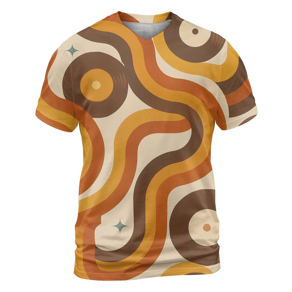 Groovy Vinyl Record Ribbons vibrant all-over design tees