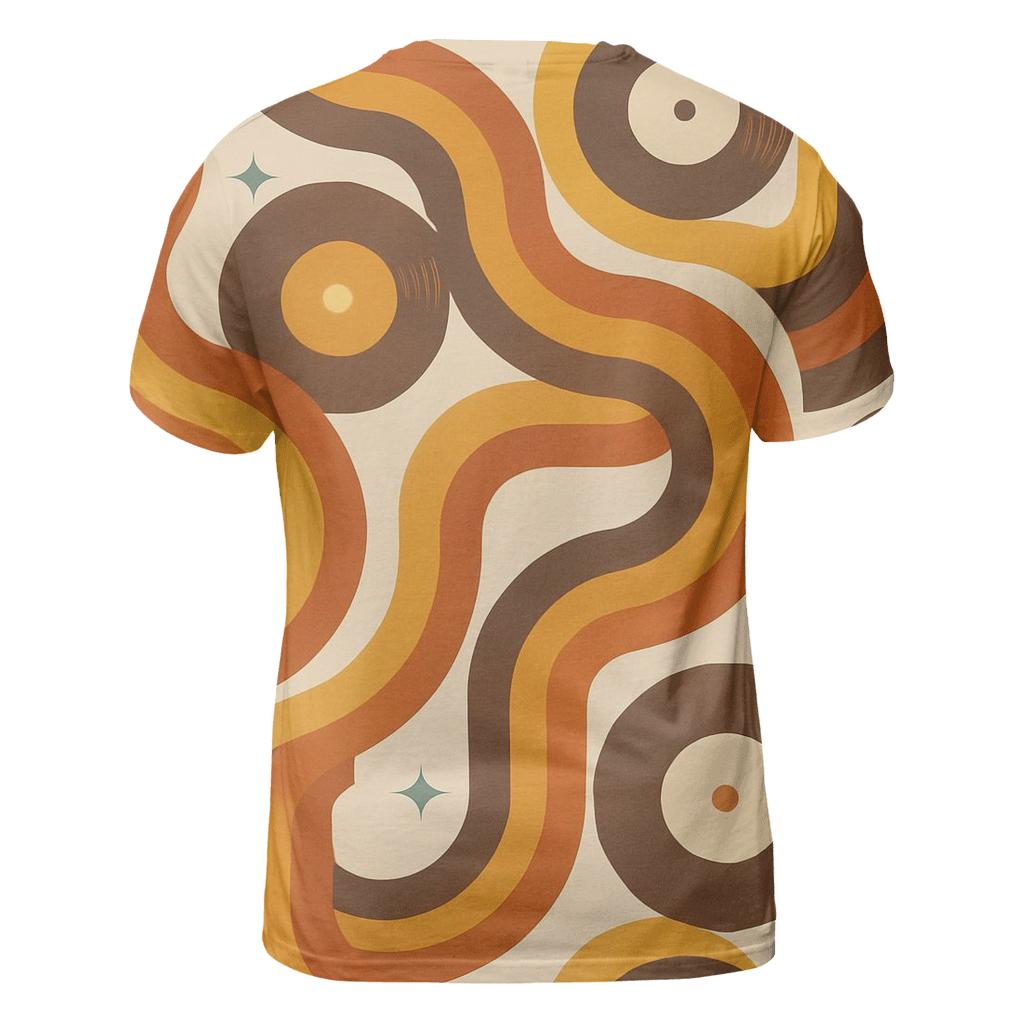 Groovy Vinyl Record Ribbons vibrant all-over design tees