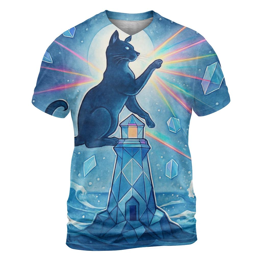 The Prism Lighthouse Cat artistic all-over print tops