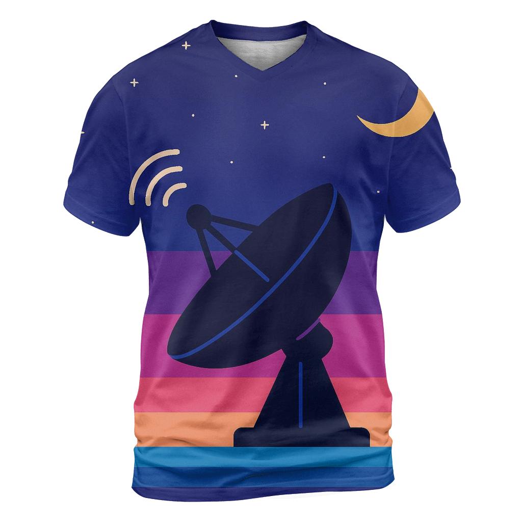 Satellite Dish Horizon Stripes statement graphic shirts
