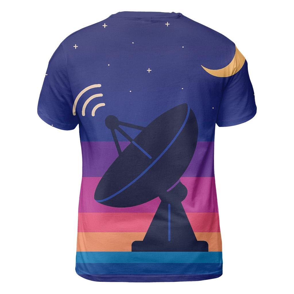 Satellite Dish Horizon Stripes statement graphic shirts