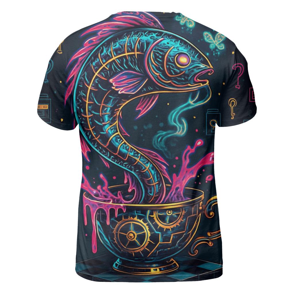 Neon Carp In A Clockwork Teacup statement graphic shirts