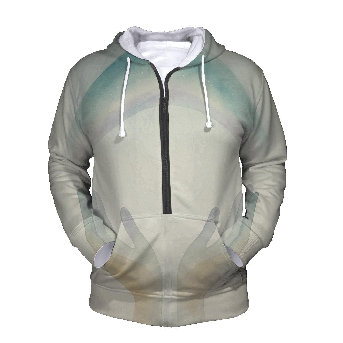 Quiet Aurora Prayer Hands graphic hoodies