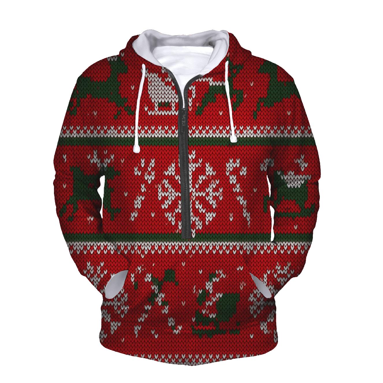 Jolly Sleigh And Snowflake Patchwork Design custom hoodies
