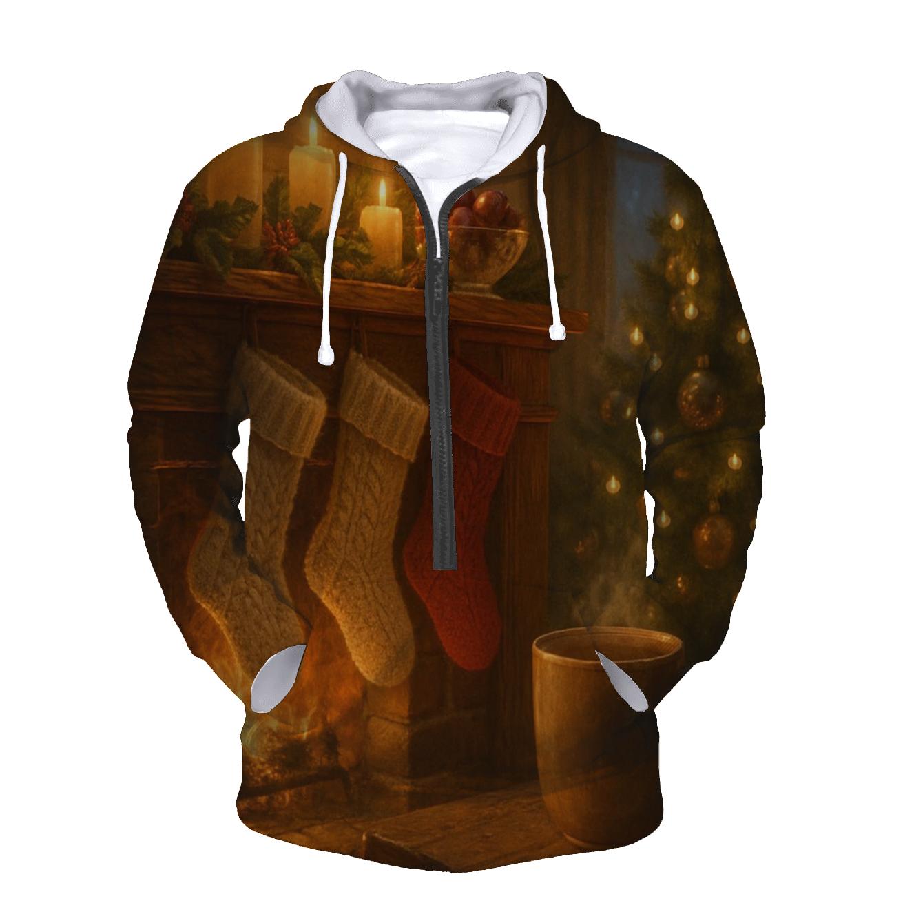 Candlelight On The Evergreen Mantel printed hoodies