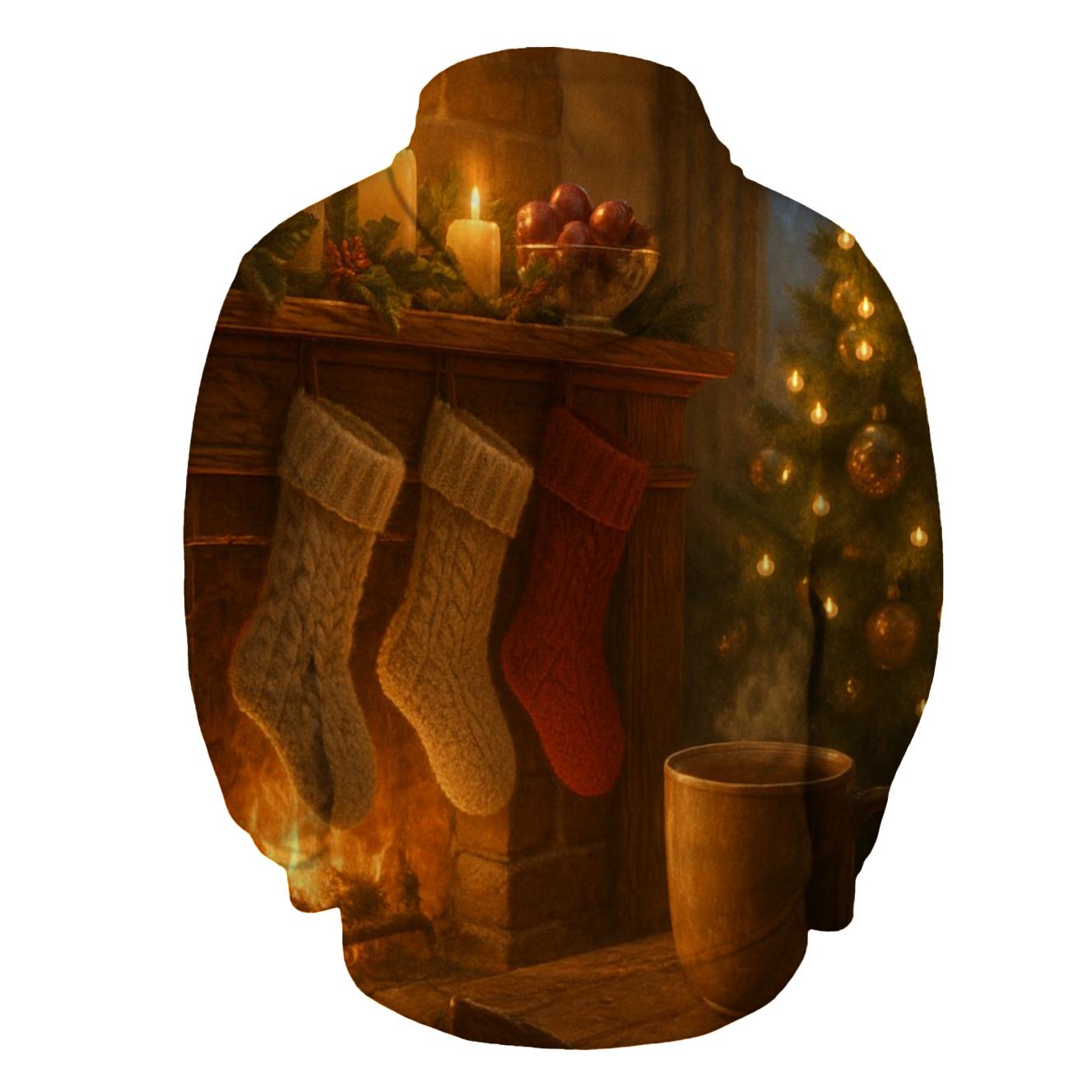 Candlelight On The Evergreen Mantel printed hoodies