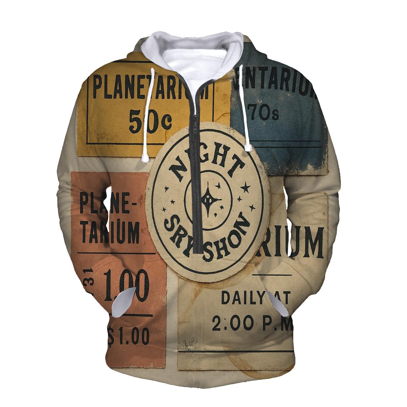Retro Planetarium Ticket Stub Collage premium hoodies
