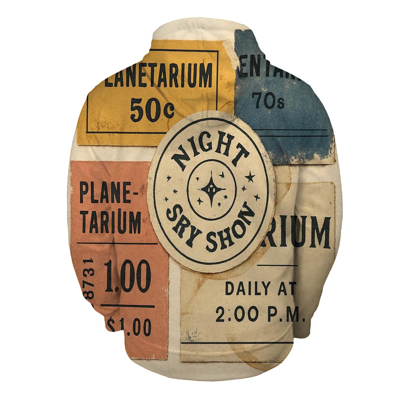 Retro Planetarium Ticket Stub Collage premium hoodies