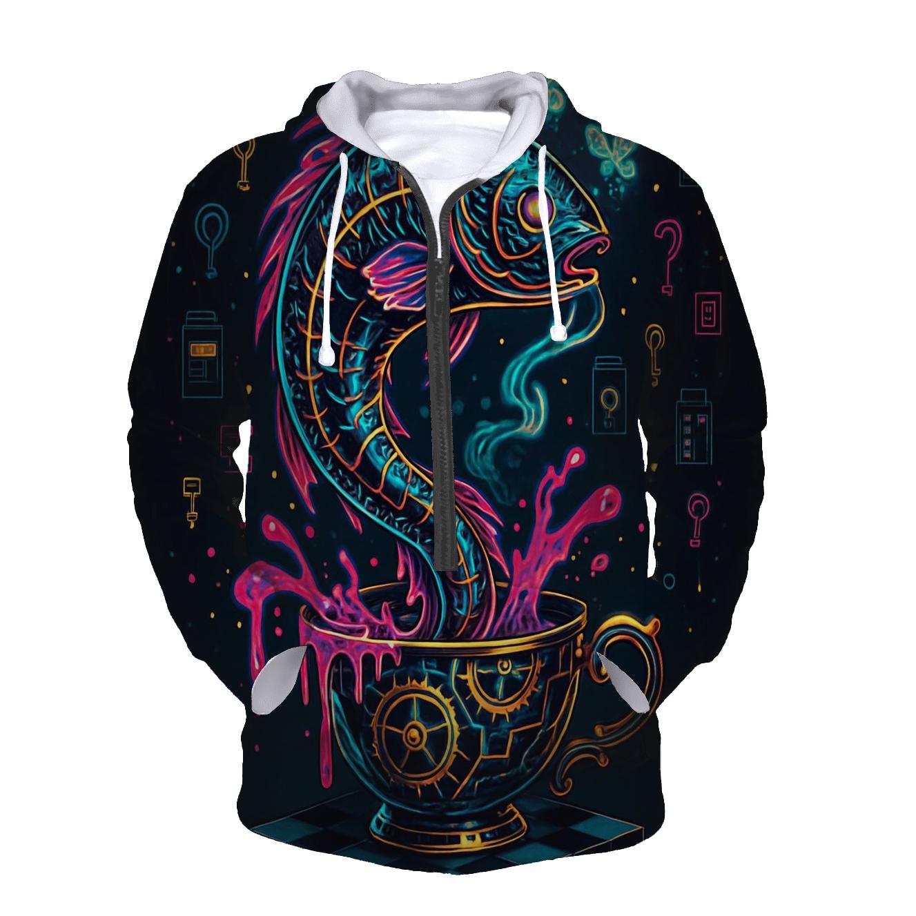 Neon Carp In A Clockwork Teacup heavyweight hoodies