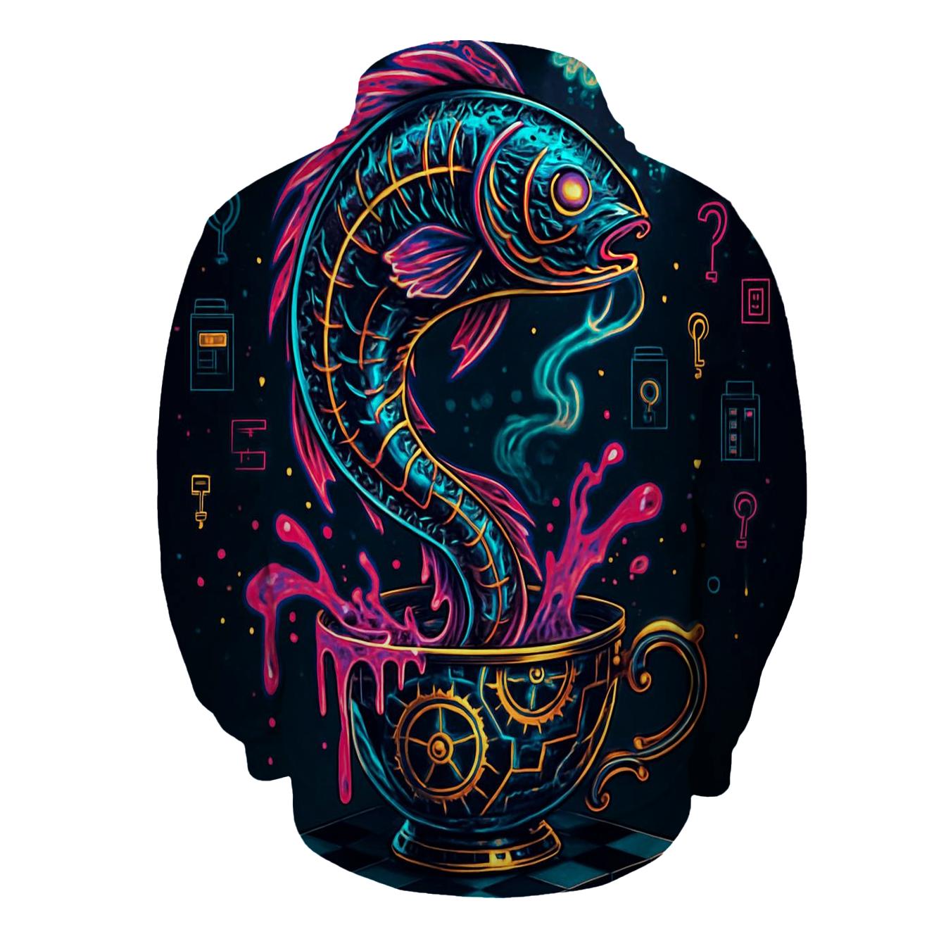 Neon Carp In A Clockwork Teacup heavyweight hoodies