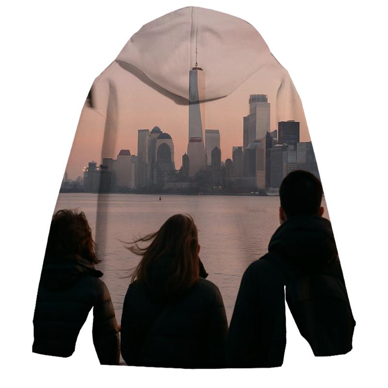 Civic Dawn Over Manhattan From The Staten Island Ferry embroidered hoodies