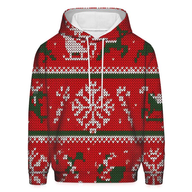 Jolly Sleigh And Snowflake Patchwork Design hoodies fashion
