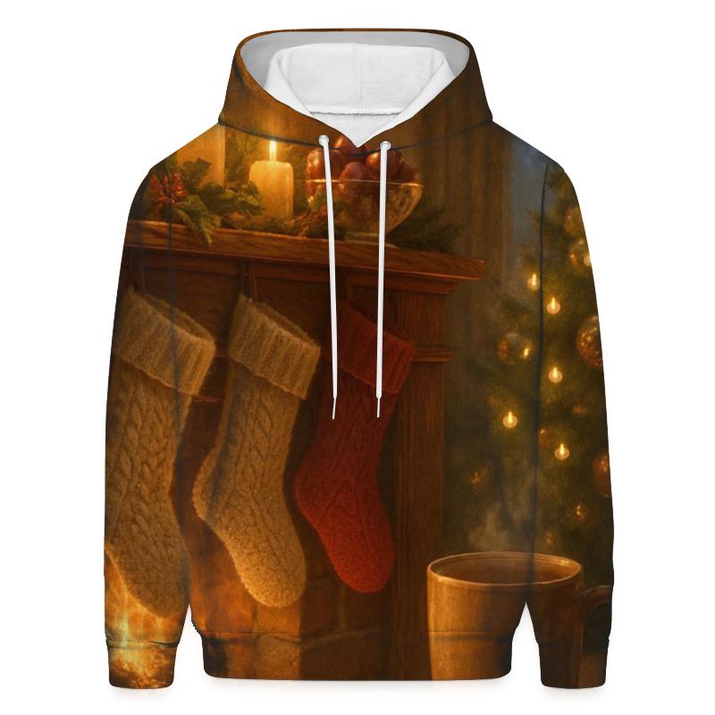 Candlelight On The Evergreen Mantel zip-up hoodies