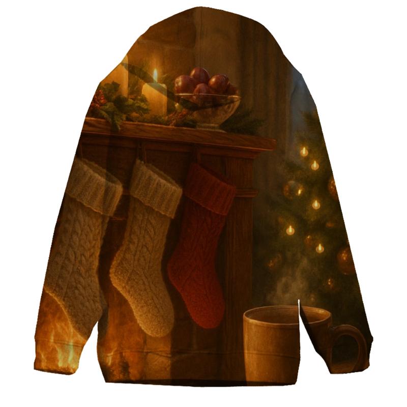 Candlelight On The Evergreen Mantel zip-up hoodies