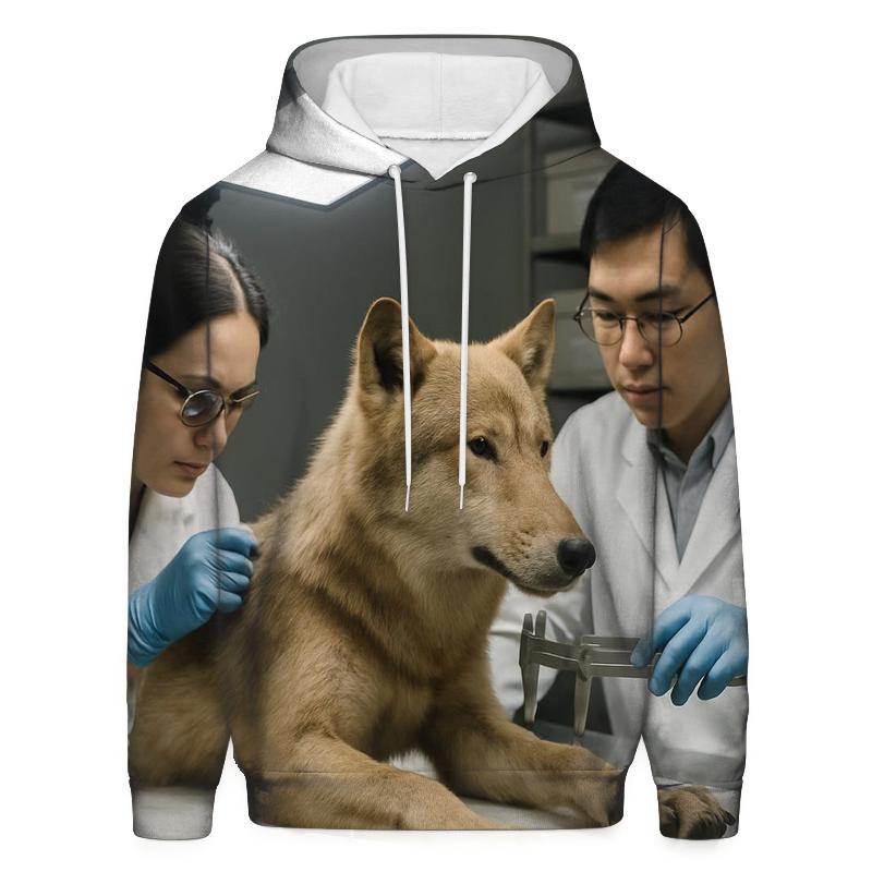 Hokkaido Wolf Exhibit Fur Study In Museum Conservation Lab heavyweight hoodies