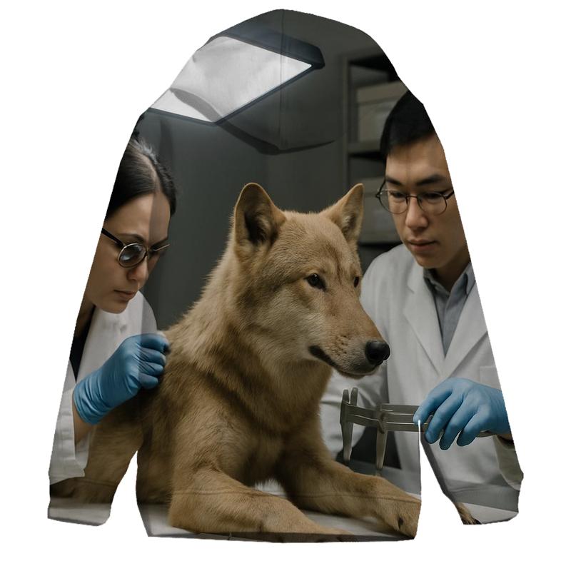 Hokkaido Wolf Exhibit Fur Study In Museum Conservation Lab heavyweight hoodies