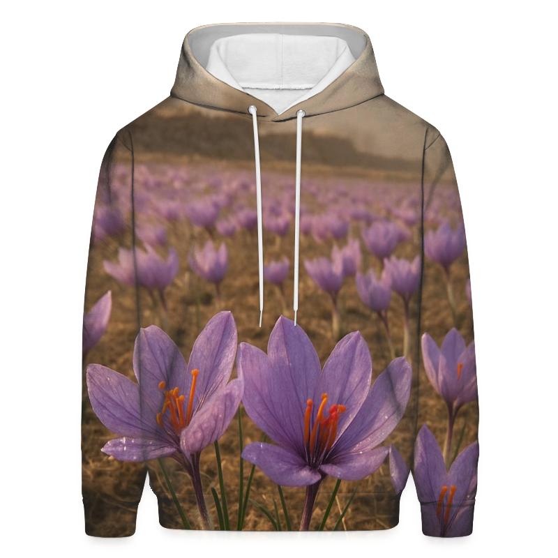 Saffron Crocus Harvest On A Misty Plateau printed hoodies