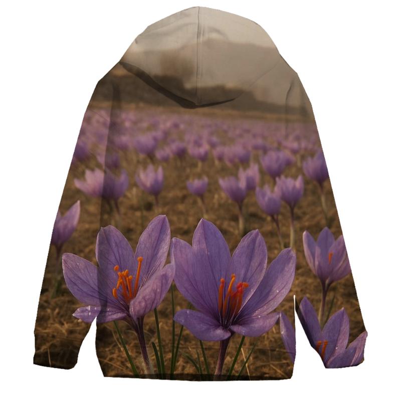 Saffron Crocus Harvest On A Misty Plateau printed hoodies
