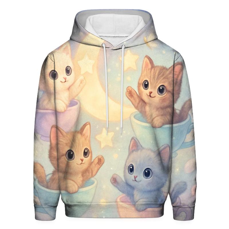 Moonlit Teacup Kitten Carousel designer hoodies