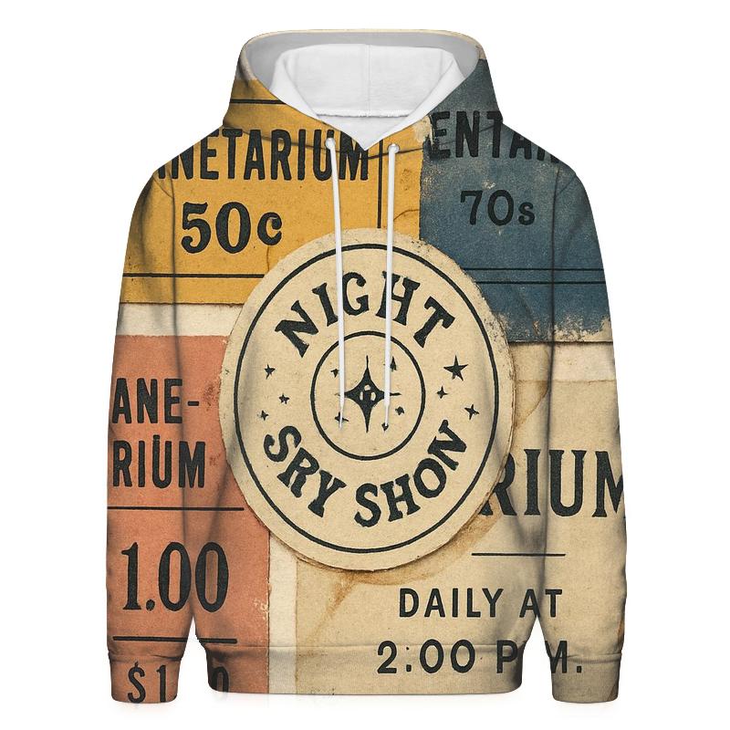 Retro Planetarium Ticket Stub Collage hoodie designs