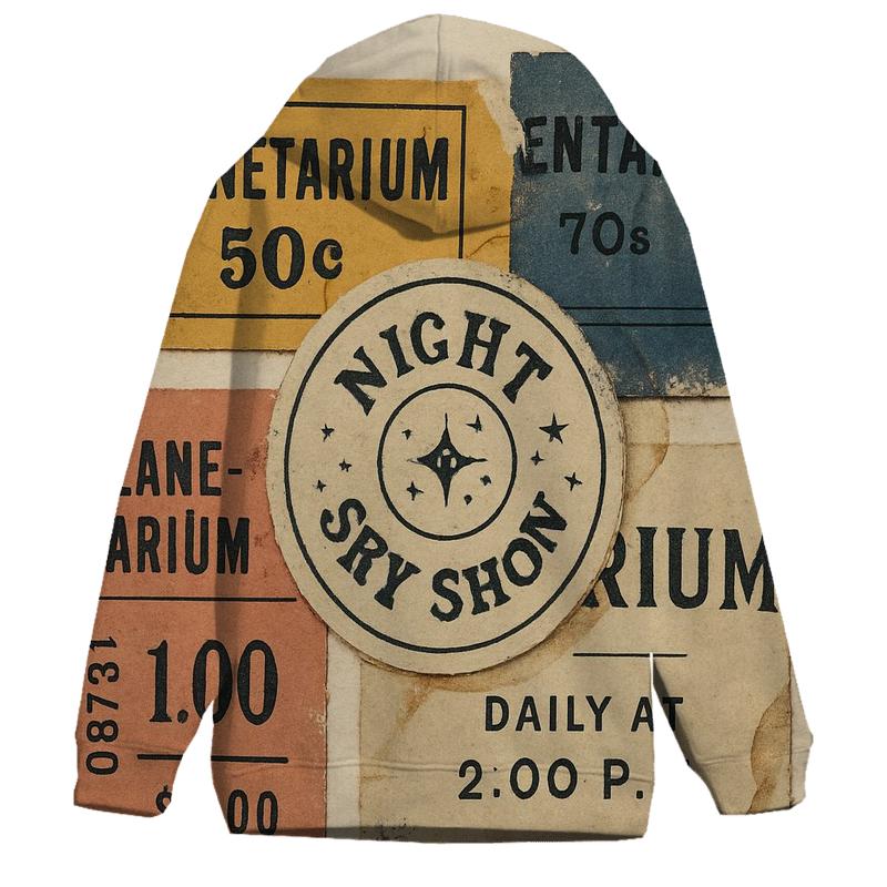 Retro Planetarium Ticket Stub Collage hoodie designs