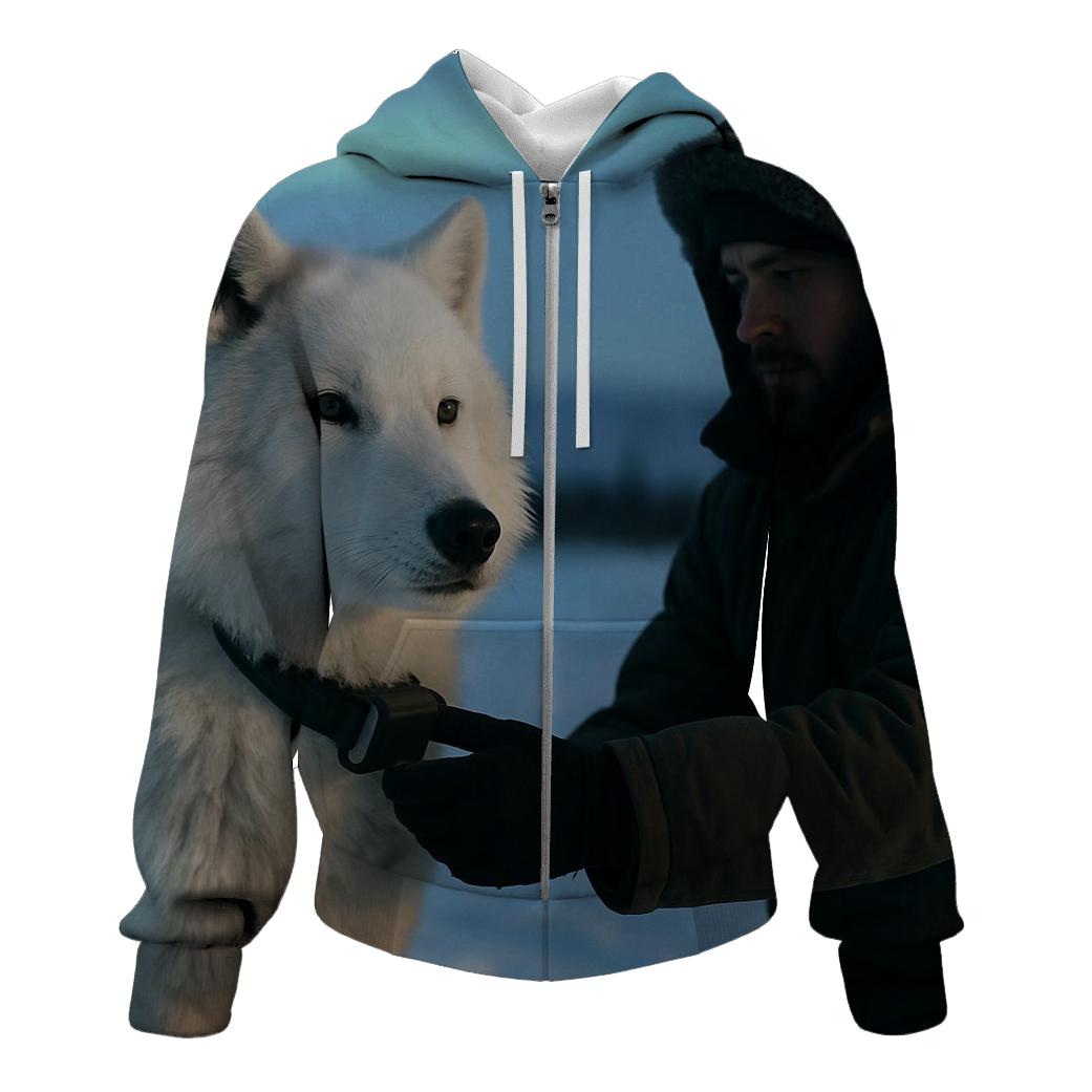 Arctic Wolf Under Boreal Research Collar Check printed hoodies