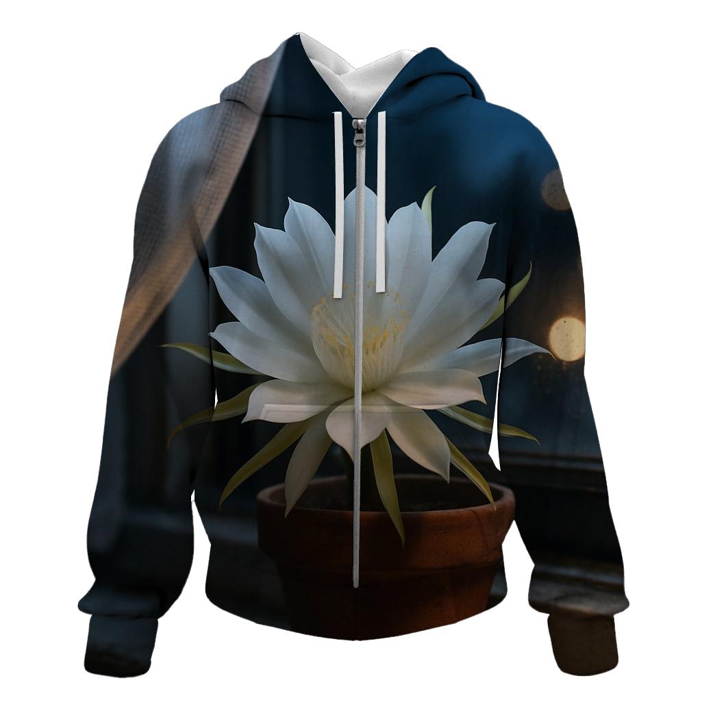 Night Blooming Cereus Window Sill Time Lapse heavyweight hoodies