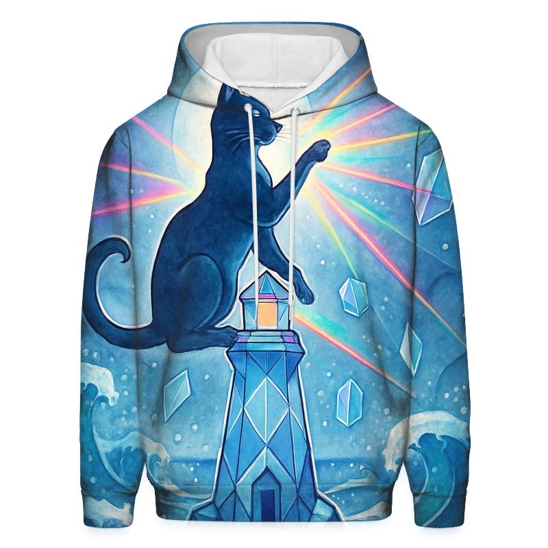 The Prism Lighthouse Cat lightweight hoodies
