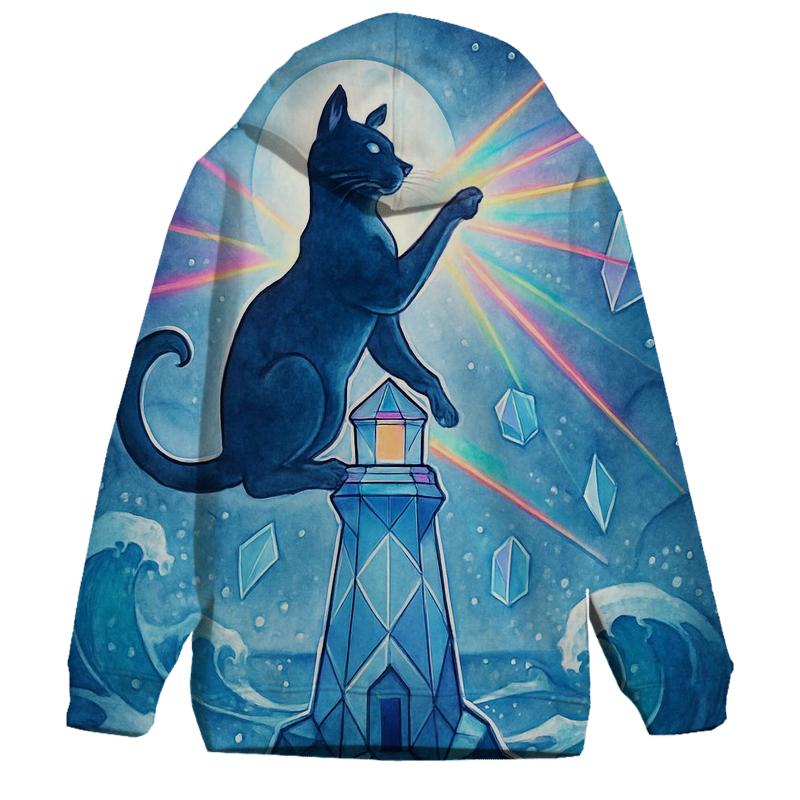 The Prism Lighthouse Cat lightweight hoodies