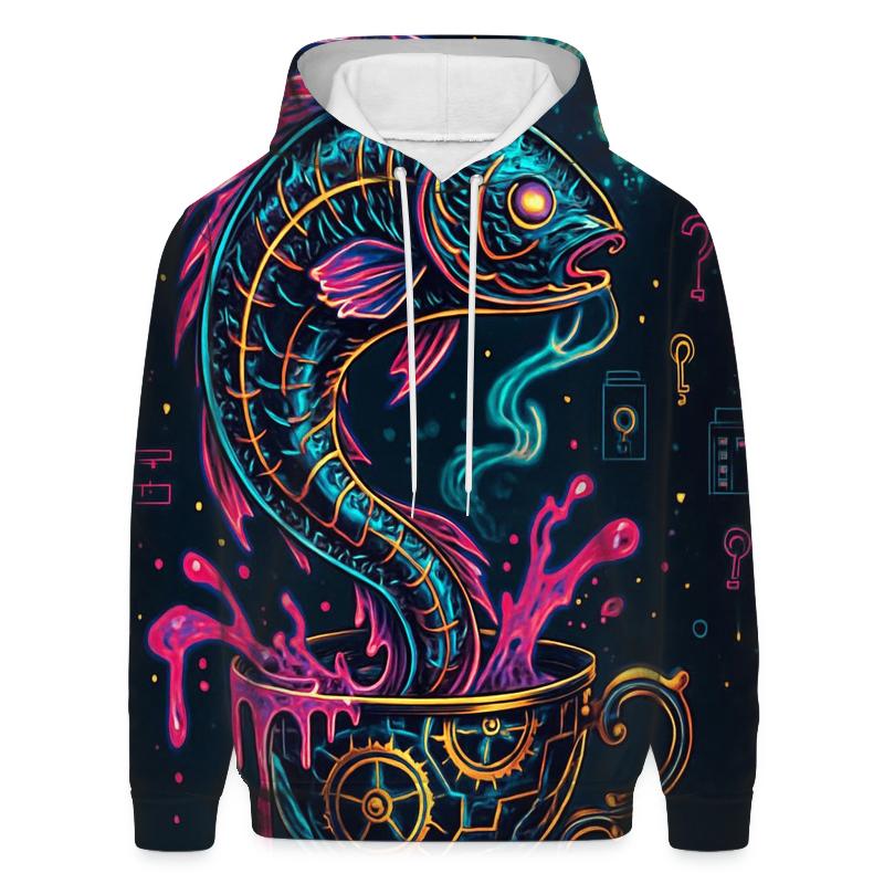 Neon Carp In A Clockwork Teacup printed hoodies