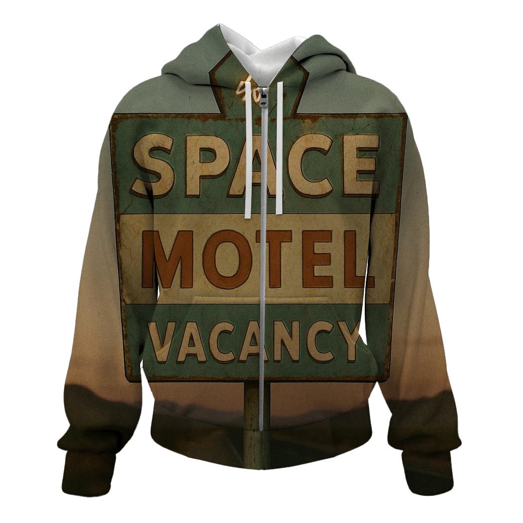 Faded Space Motel Vacancy Sign zip-up hoodies