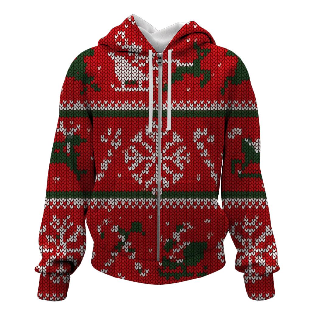 Jolly Sleigh And Snowflake Patchwork Design graphic hoodies