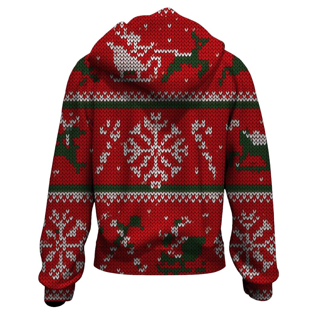 Jolly Sleigh And Snowflake Patchwork Design graphic hoodies