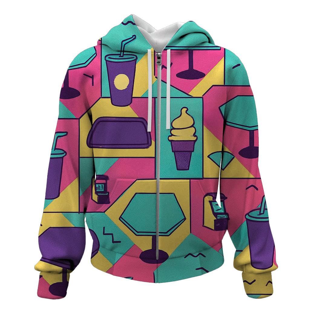 Mall Food Court Neon Pattern hoodie trends