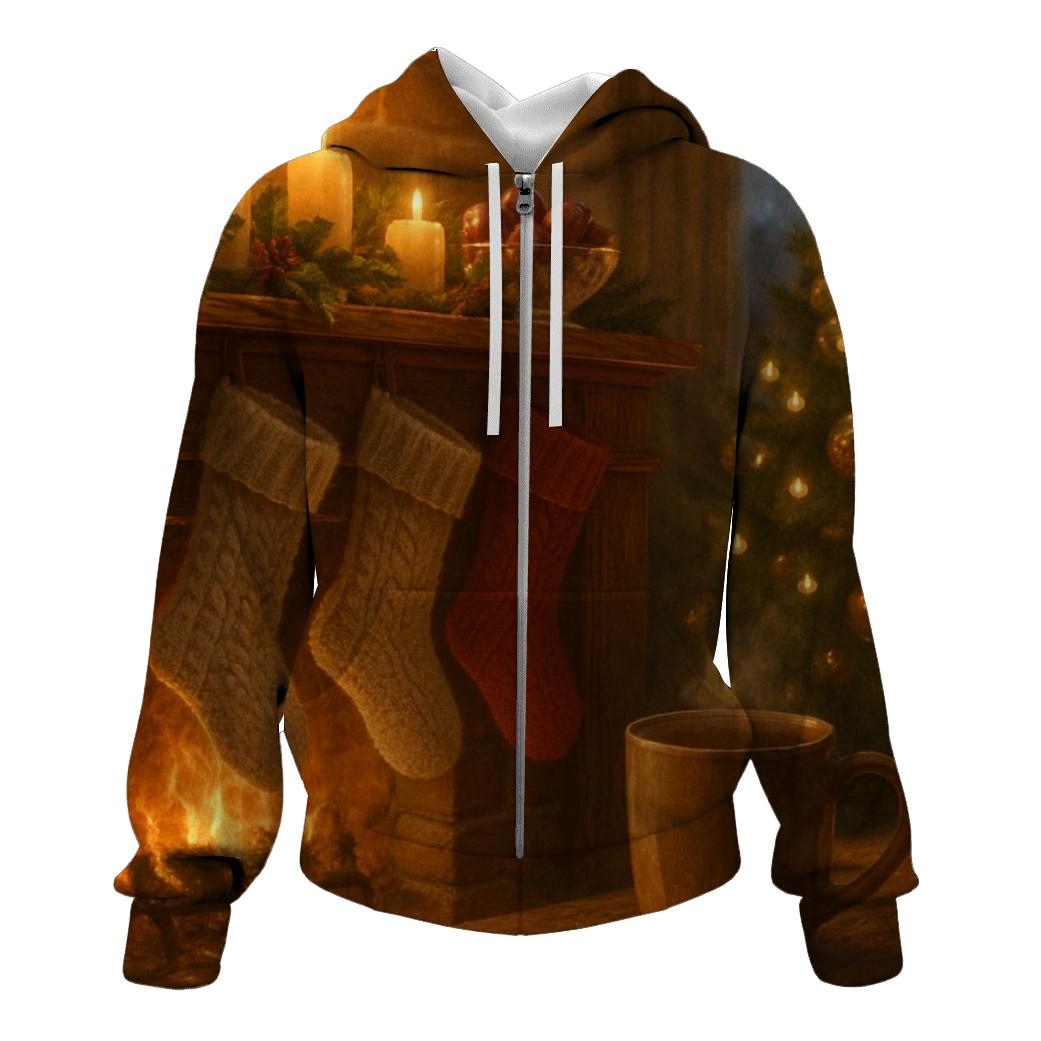 Candlelight On The Evergreen Mantel embroidered hoodies